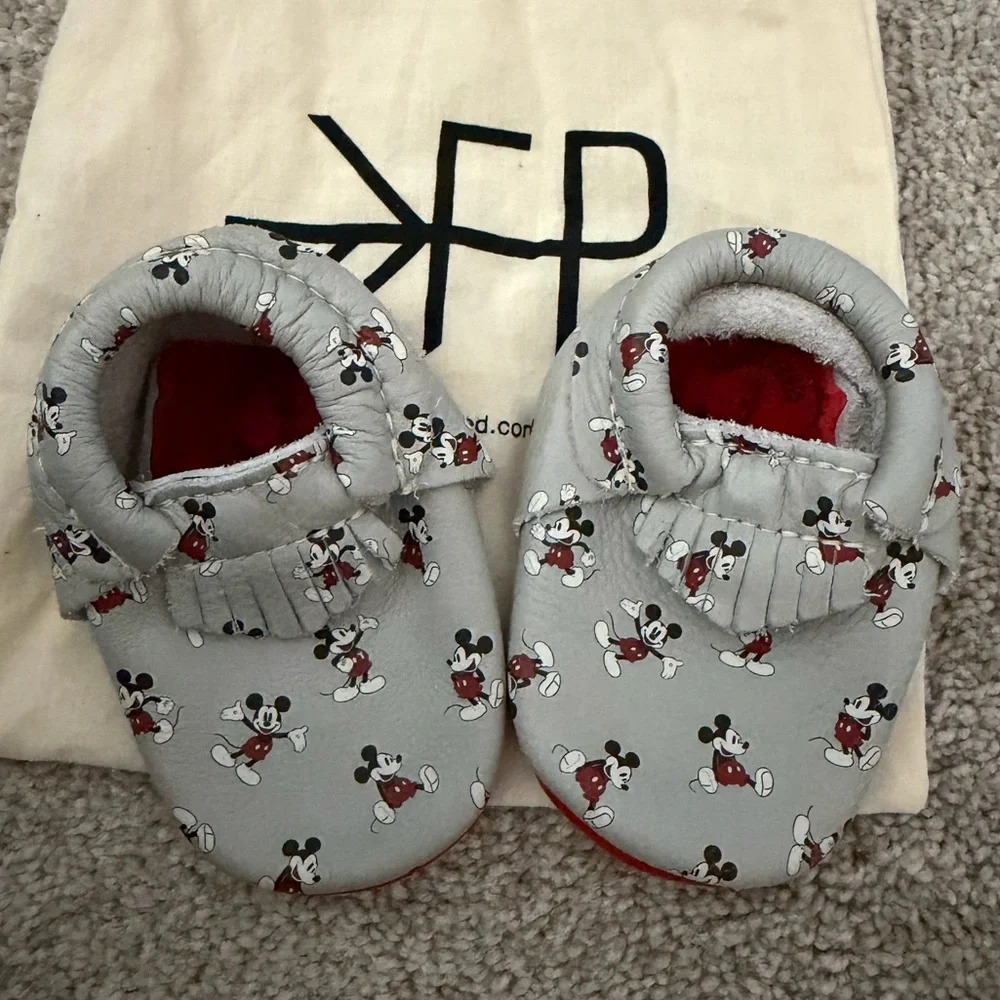 Freshly Picked Disney Mickey Mouse Gray Moccasins
